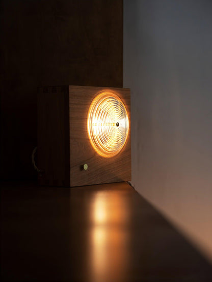 Vintage Camera Wall Lamp with LED Light and Wood Shade