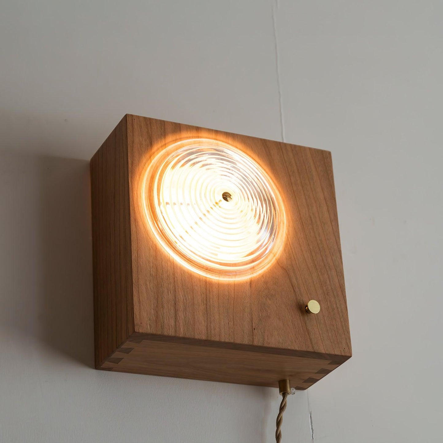 Vintage Camera Wall Lamp with LED Light and Wood Shade