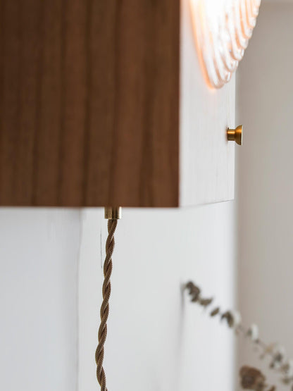 Vintage Camera Wall Lamp with LED Light and Wood Shade
