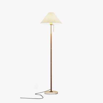 Vintage Pleated Floor Lamp with Marble Base and LED Light