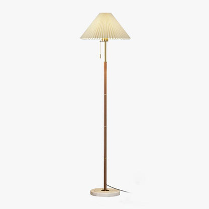 Vintage Pleated Floor Lamp with Marble Base and LED Light
