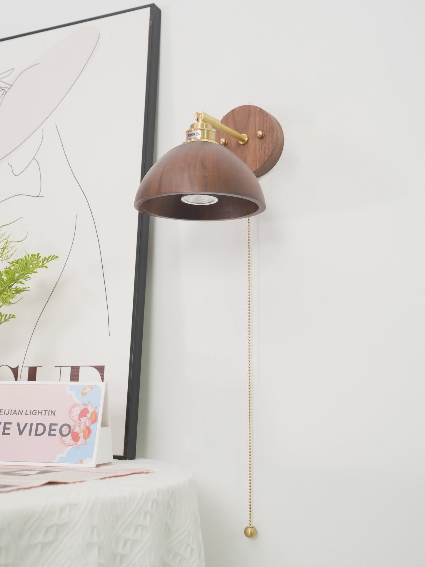 Vintage Wood Wall Lamp with LED Light - Rustic Home Decor