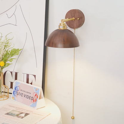Vintage Wood Wall Lamp with LED Light - Rustic Home Decor