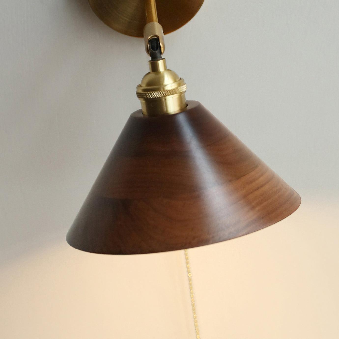 Vintage Wood Wall Lamp with LED Light - Rustic Home Decor