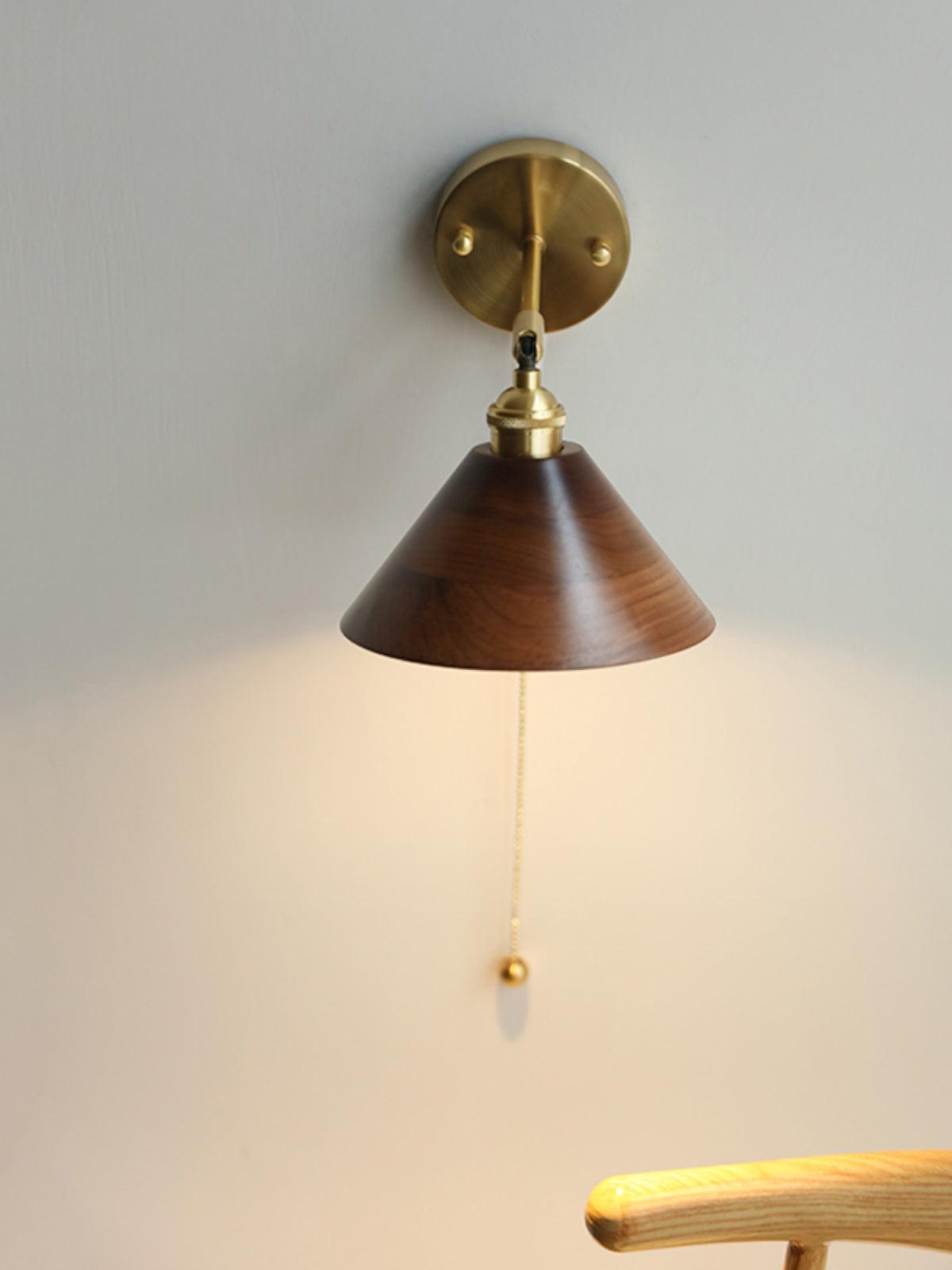 Vintage Wood Wall Lamp with LED Light - Rustic Home Decor