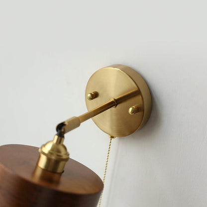 Vintage Wood Wall Lamp with LED Light - Rustic Home Decor