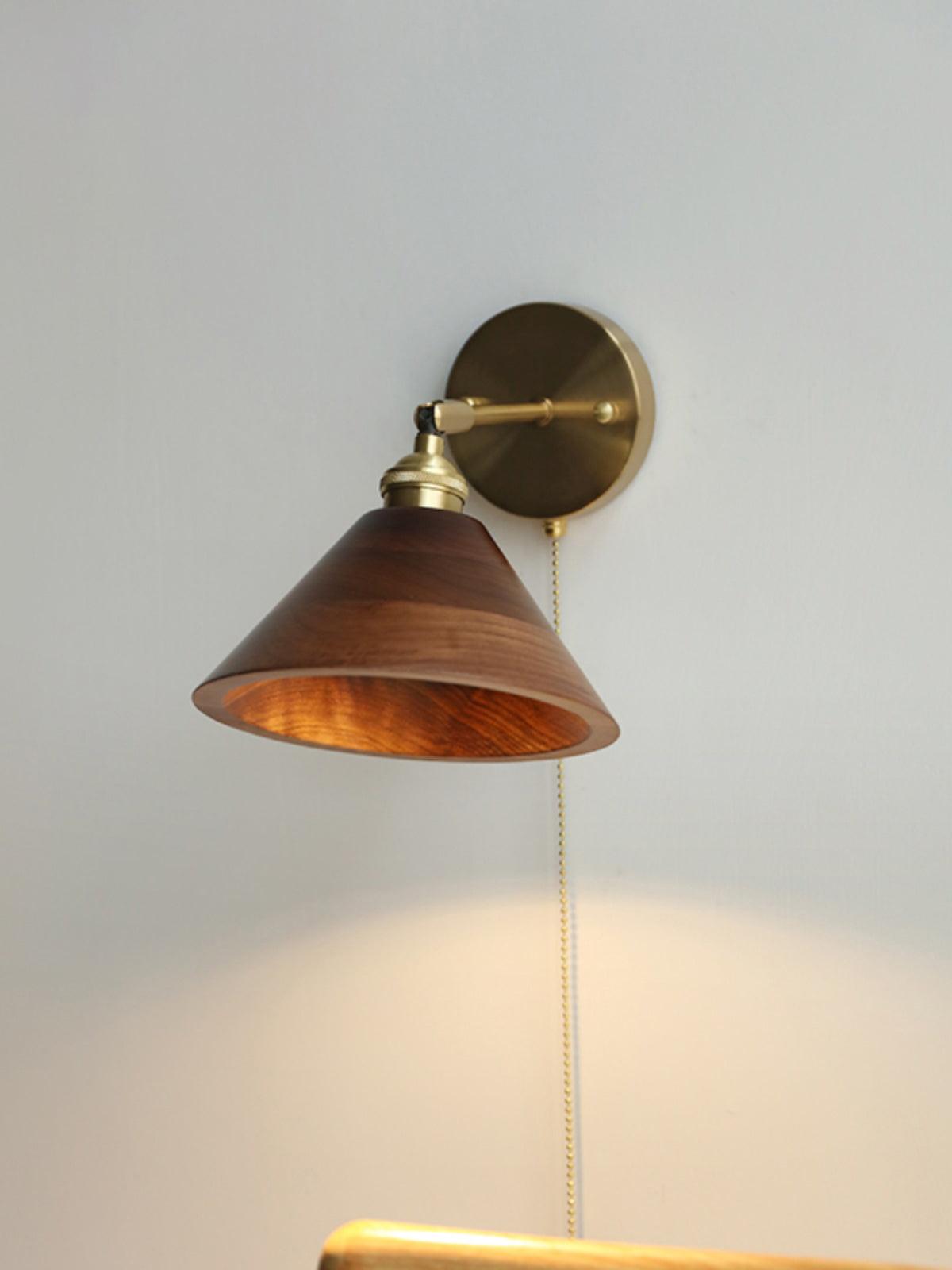 Vintage Wood Wall Lamp with LED Light - Rustic Home Decor