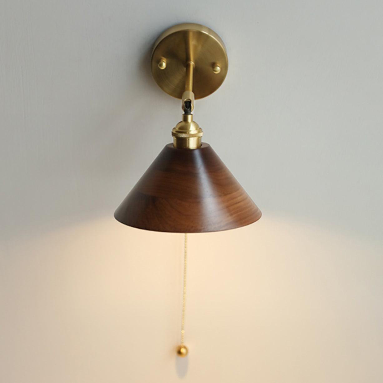 Vintage Wood Wall Lamp with LED Light - Rustic Home Decor