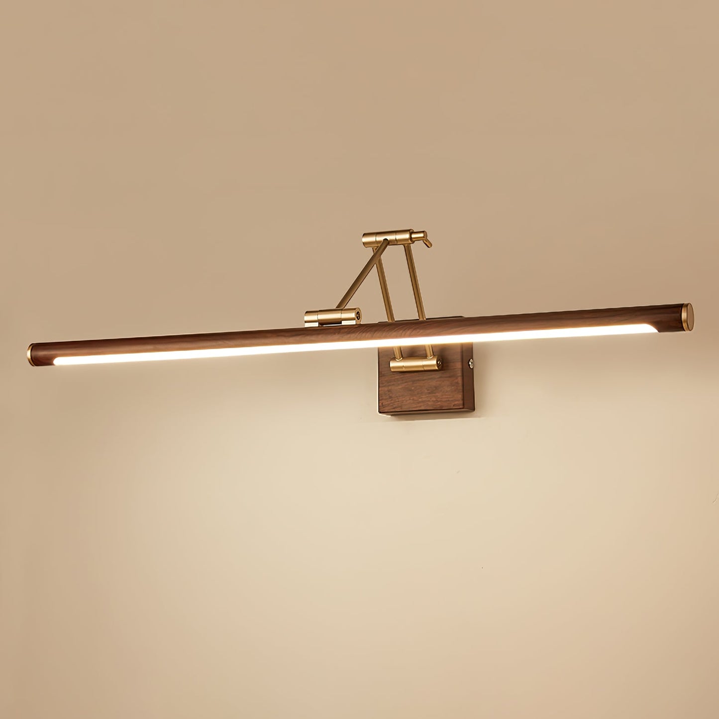 Walnut Color Linear Adjustable Wall Light with LED Illumination