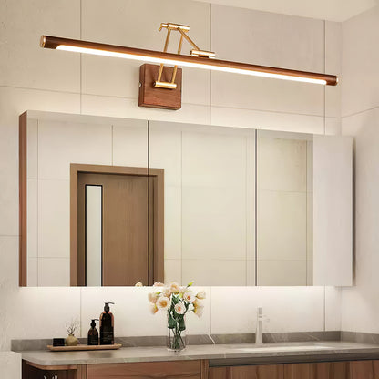 Walnut Color Linear Adjustable Wall Light with LED Illumination