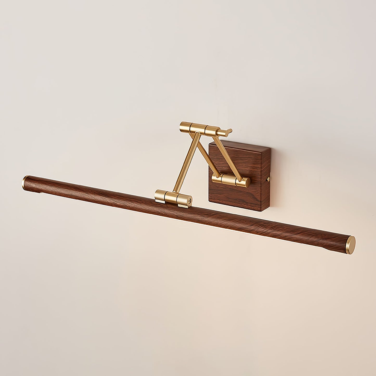 Walnut Color Linear Adjustable Wall Light with LED Illumination