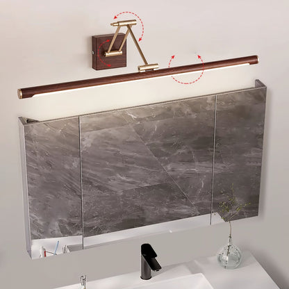 Walnut Color Linear Adjustable Wall Light with LED Illumination