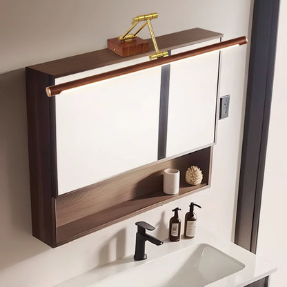 Walnut Color Linear Adjustable Wall Light with LED Illumination