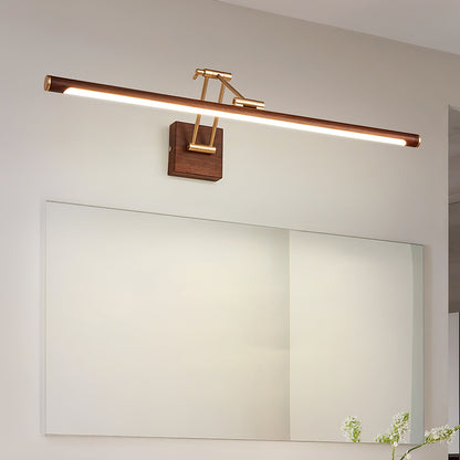 Walnut Color Linear Adjustable Wall Light with LED Illumination