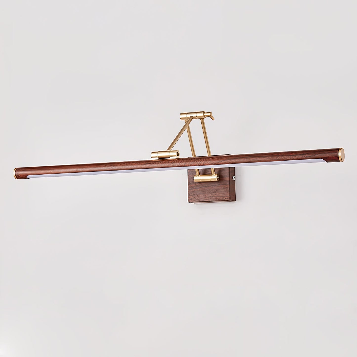 Walnut Color Linear Adjustable Wall Light with LED Illumination