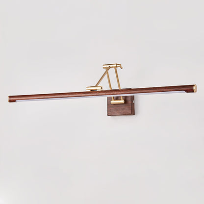 Walnut Color Linear Adjustable Wall Light with LED Illumination