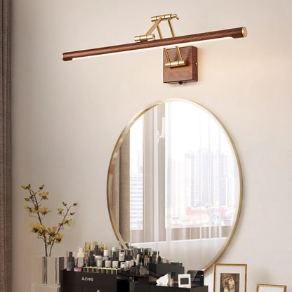 Walnut Color Linear Adjustable Wall Light with LED Illumination