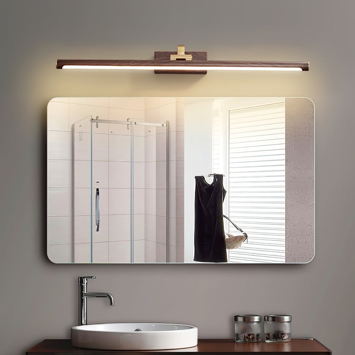 Walnut Color Linear LED Wall Light - Eco-Friendly Illumination