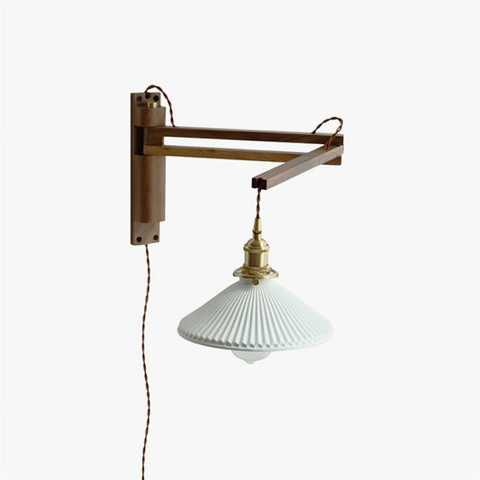 Walnut Telescopic Wall Lamp - LED Retractable Light Fixture