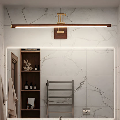 Walnut Color Linear Adjustable Wall Light with LED Illumination