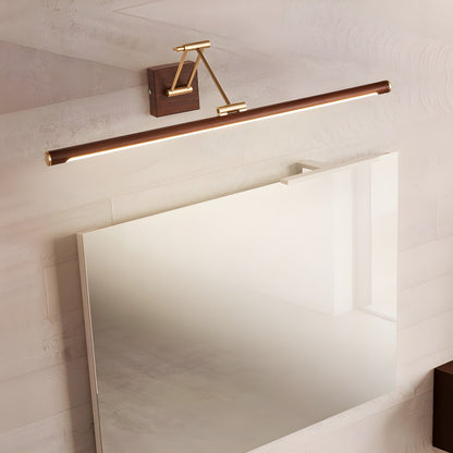 Walnut Color Linear Adjustable Wall Light with LED Illumination