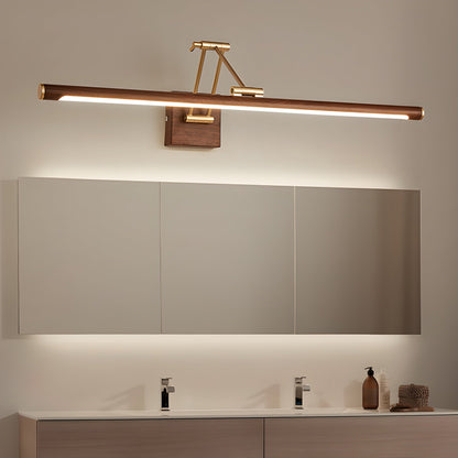 Walnut Color Linear Adjustable Wall Light with LED Illumination