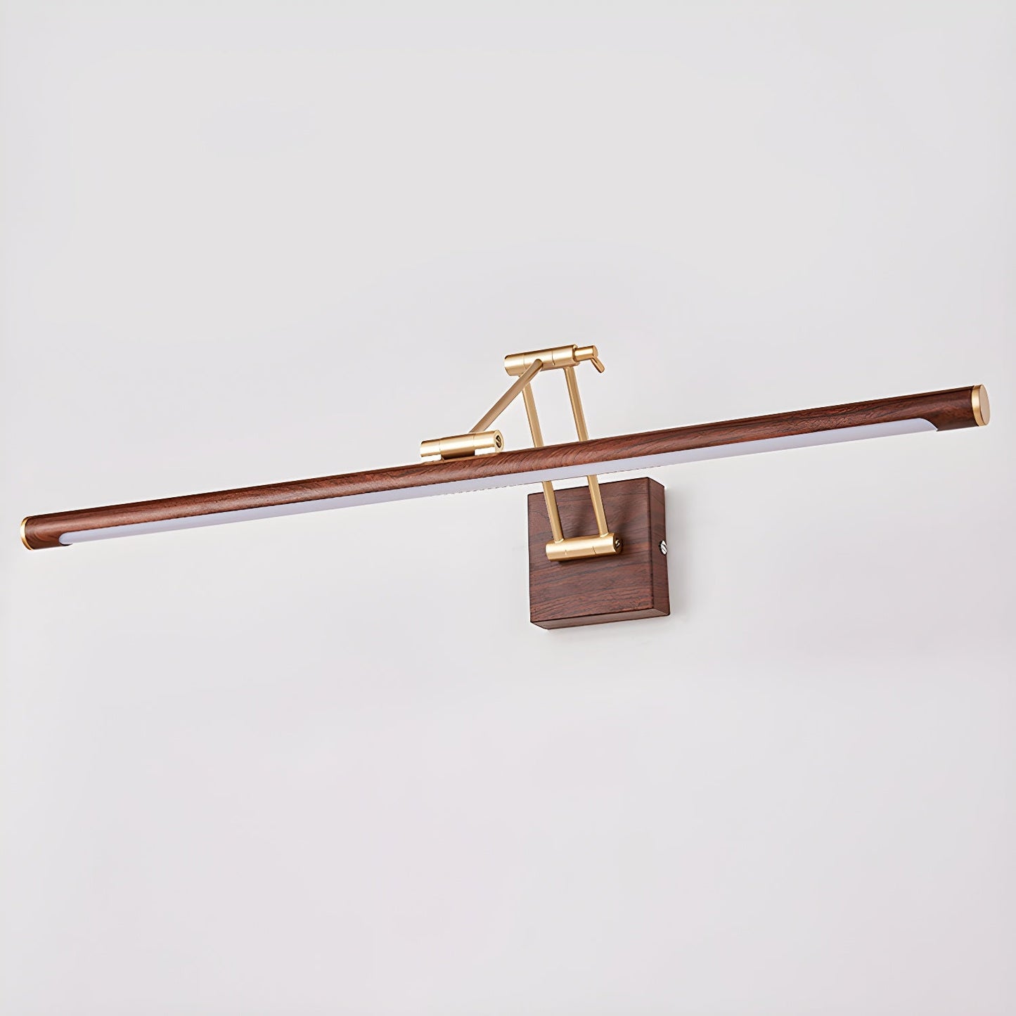 Walnut Color Linear Adjustable Wall Light with LED Illumination