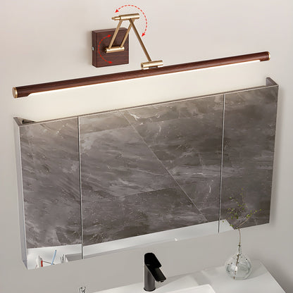 Walnut Color Linear Adjustable Wall Light with LED Illumination