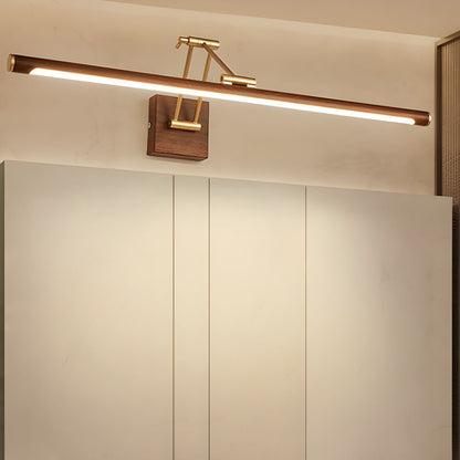 Walnut Color Linear Adjustable Wall Light with LED Illumination