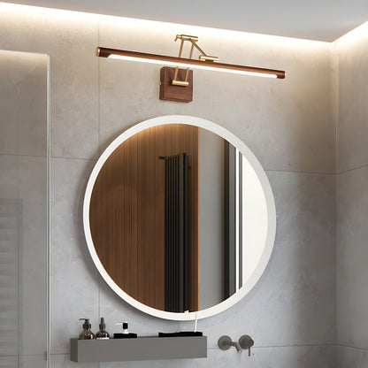 Walnut Color Linear Adjustable Wall Light with LED Illumination