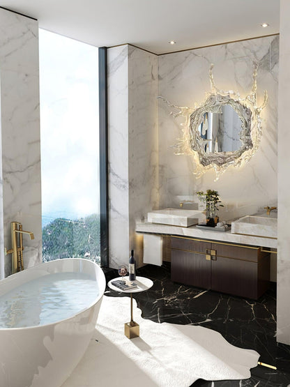 Water Drop Mirror Wall Lamp with Integrated LED Lighting