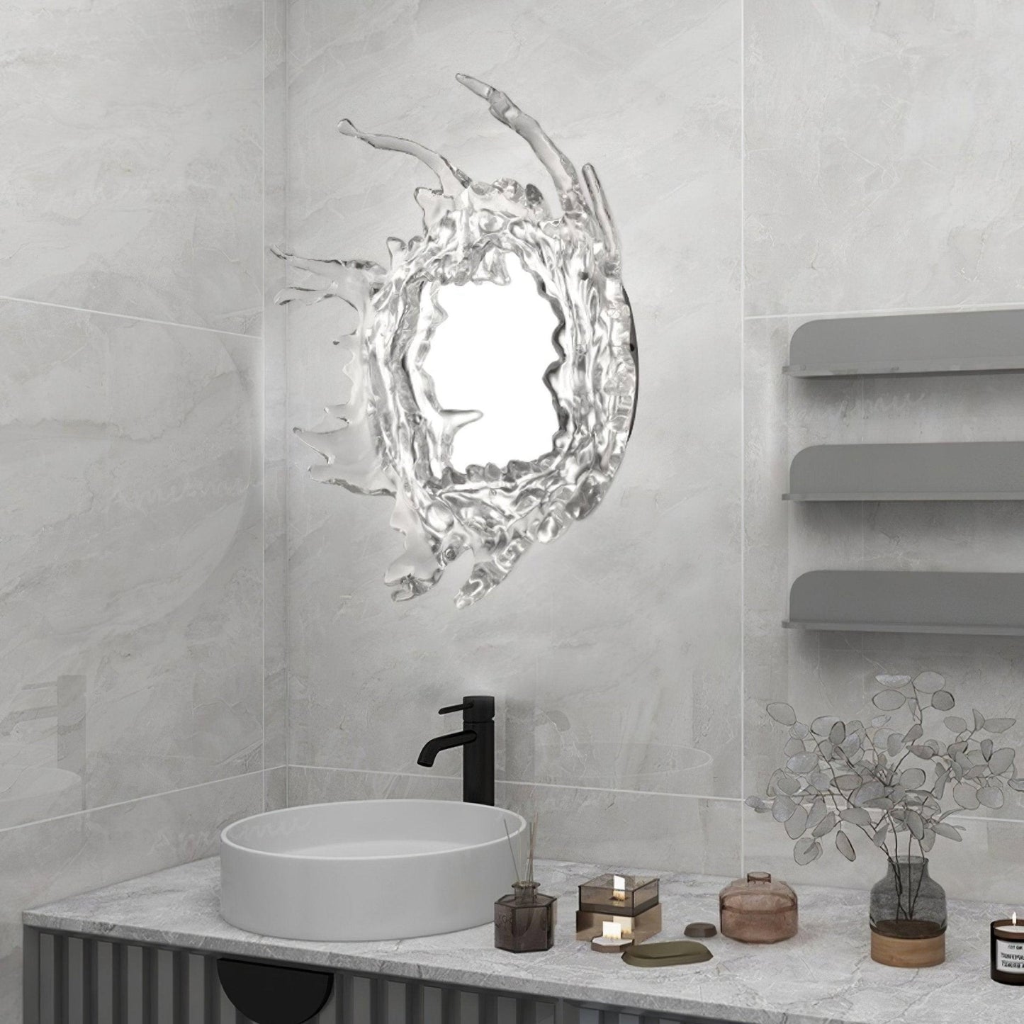 Water Drop Mirror Wall Lamp with Integrated LED Lighting