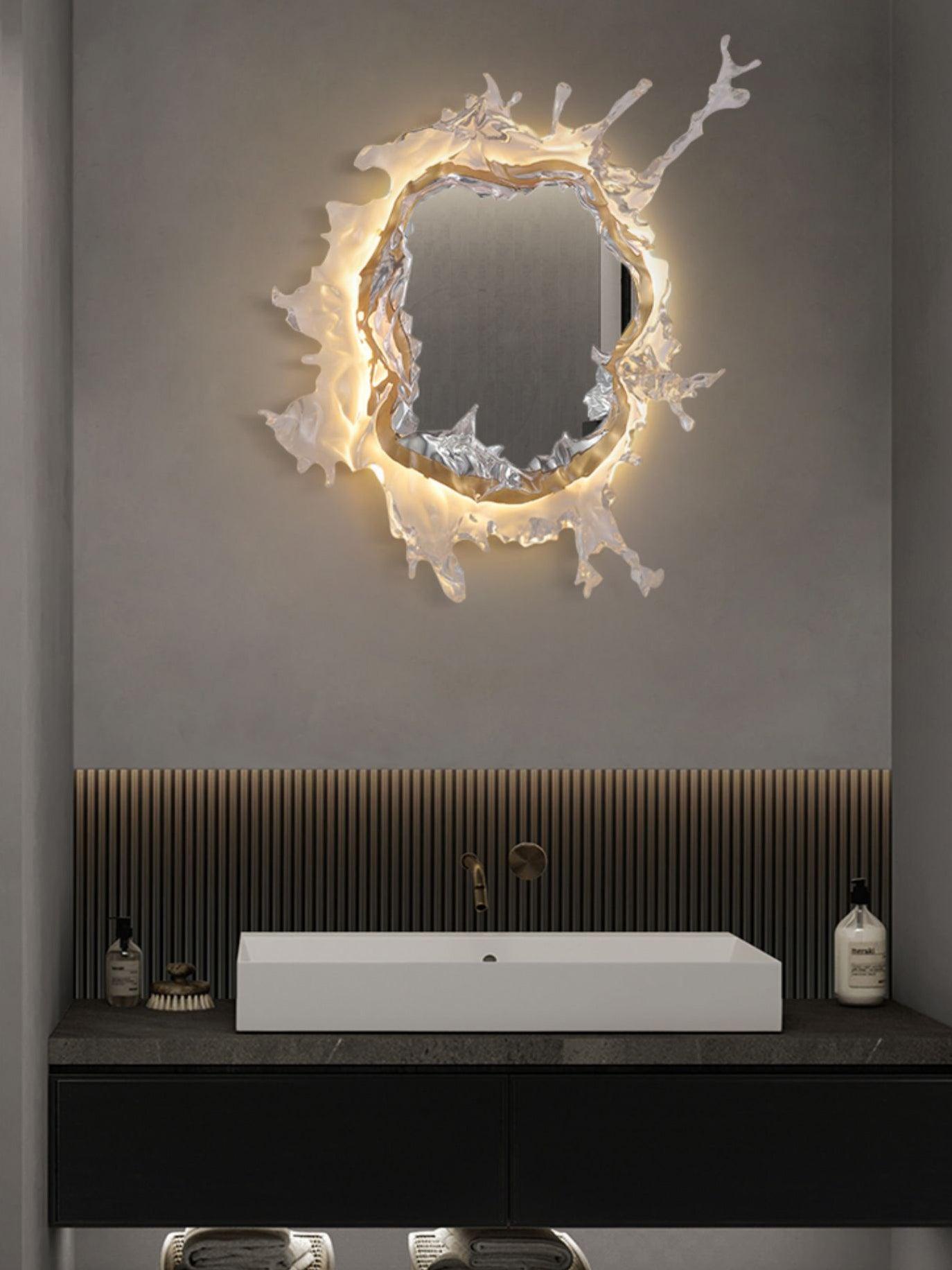 Water Drop Mirror Wall Lamp with Integrated LED Lighting