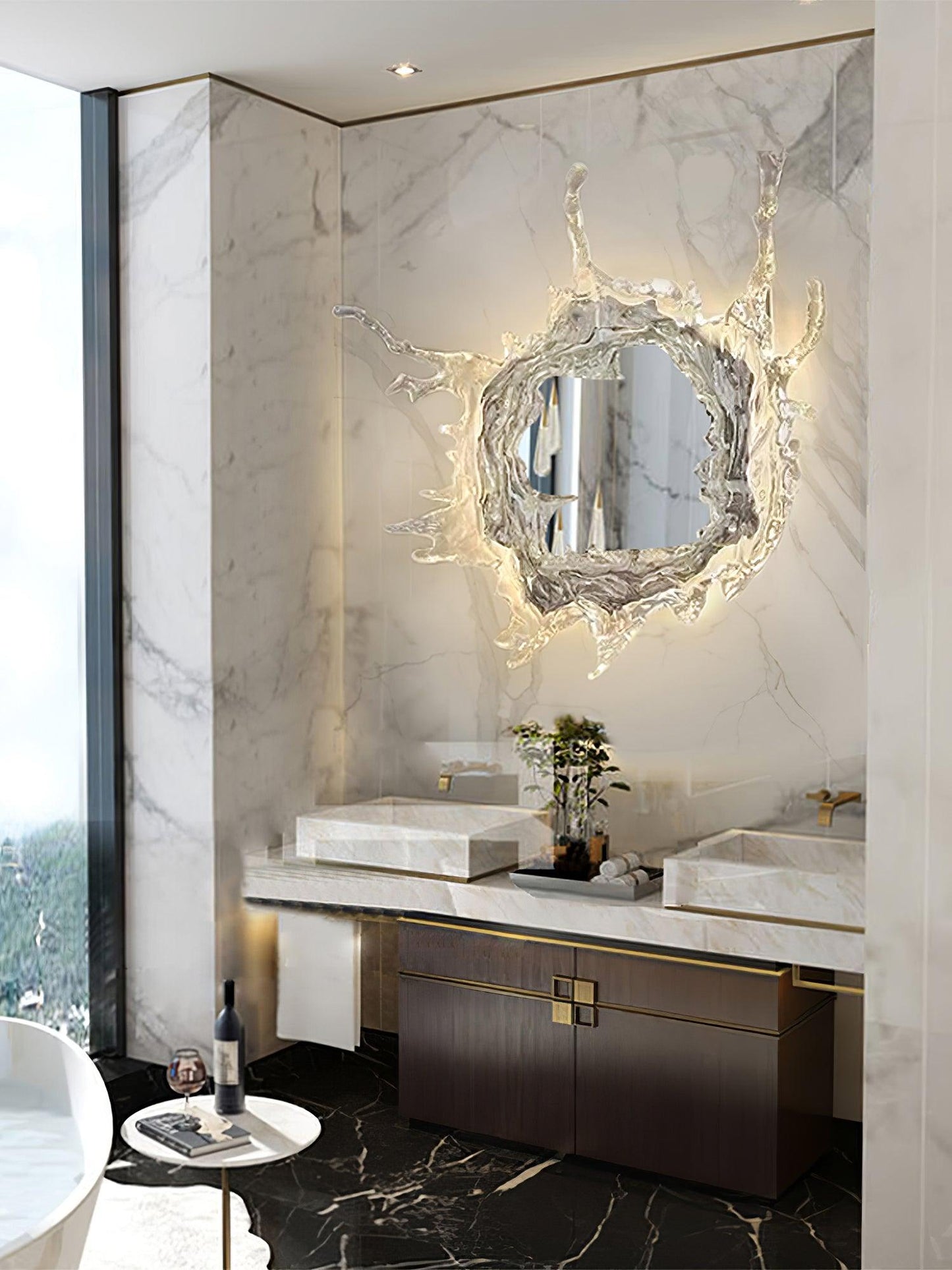 Water Drop Mirror Wall Lamp with Integrated LED Lighting