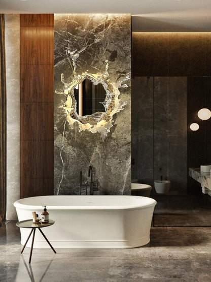Water Drop Mirror Wall Lamp with Integrated LED Lighting