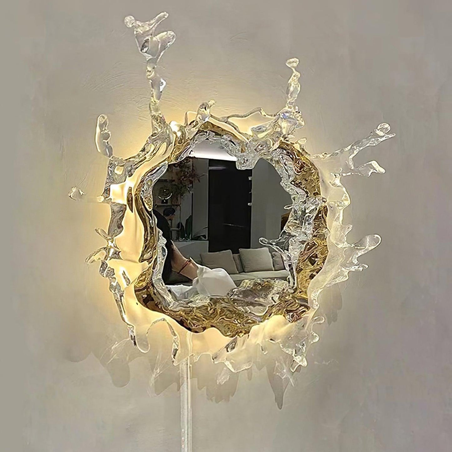 Water Drop Mirror Wall Lamp with Integrated LED Lighting