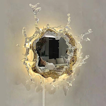 Water Drop Mirror Wall Lamp with Integrated LED Lighting