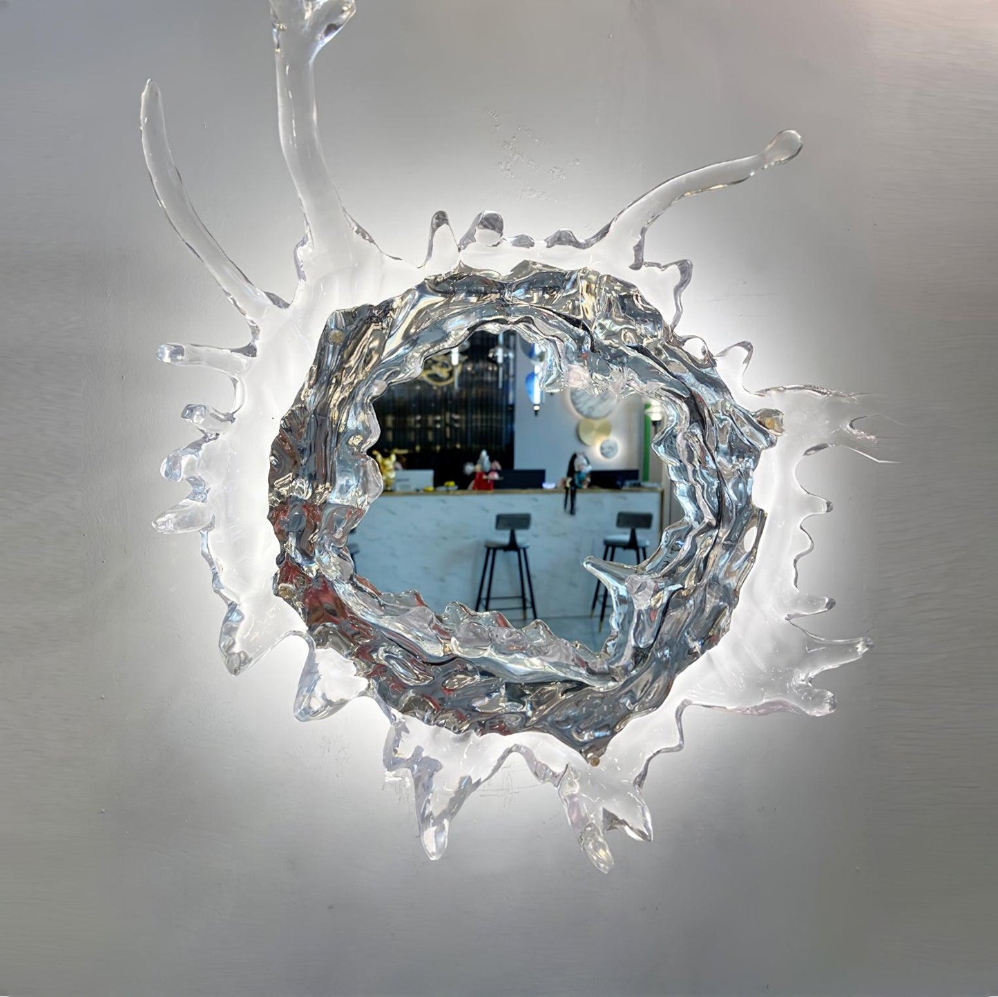 Water Drop Mirror Wall Lamp with Integrated LED Lighting