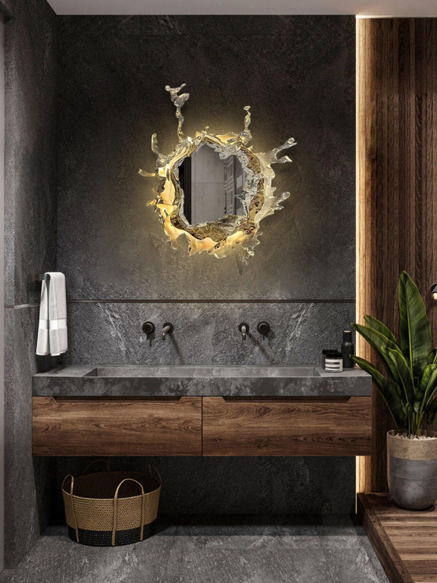 Water Drop Mirror Wall Lamp with Integrated LED Lighting