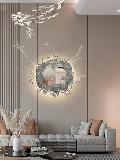 Water Drop Mirror Wall Lamp with Integrated LED Lighting