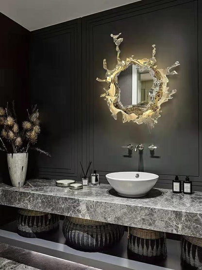 Water Drop Mirror Wall Lamp with Integrated LED Lighting