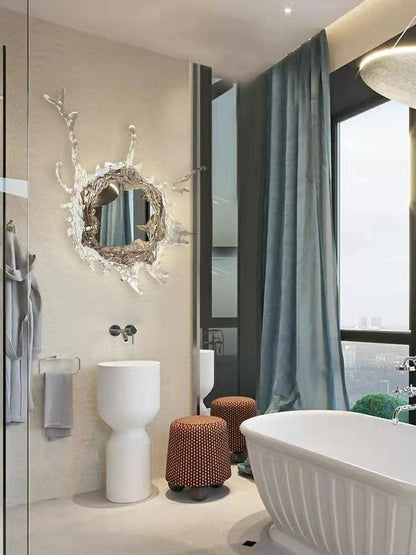 Water Drop Mirror Wall Lamp with Integrated LED Lighting