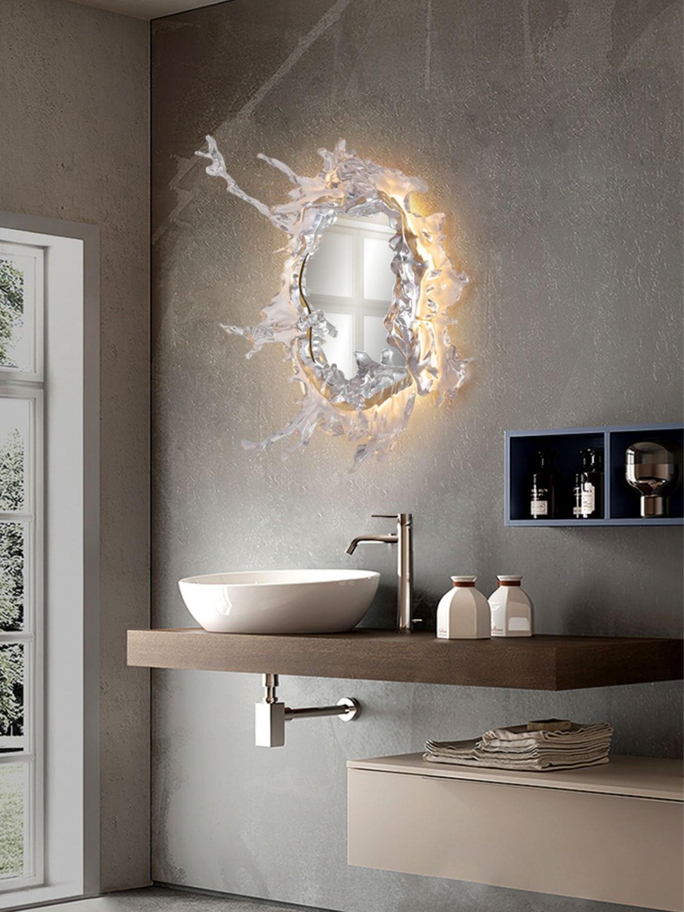 Water Drop Mirror Wall Lamp with Integrated LED Lighting