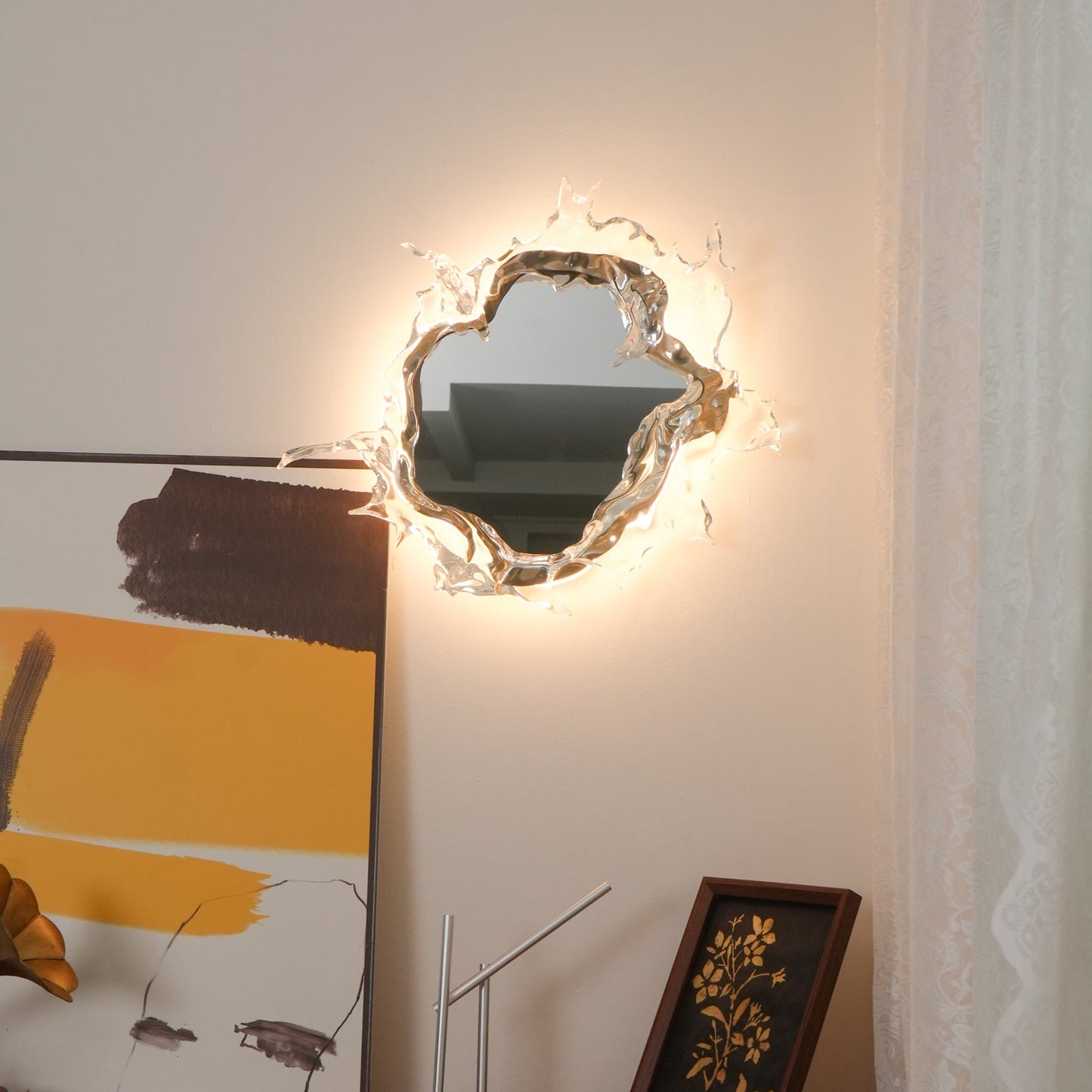 Water Drop Mirror Wall Lamp with Integrated LED Lighting