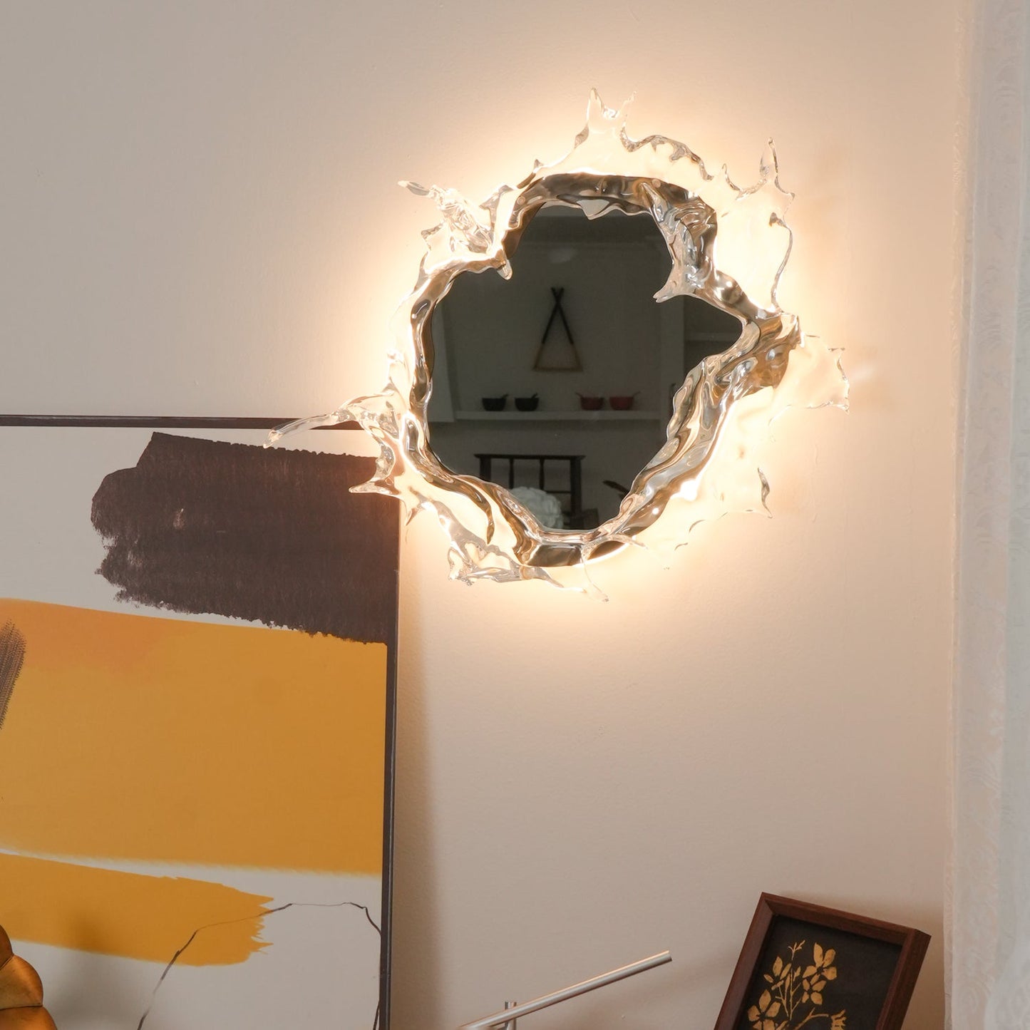 Water Drop Mirror Wall Lamp with Integrated LED Lighting