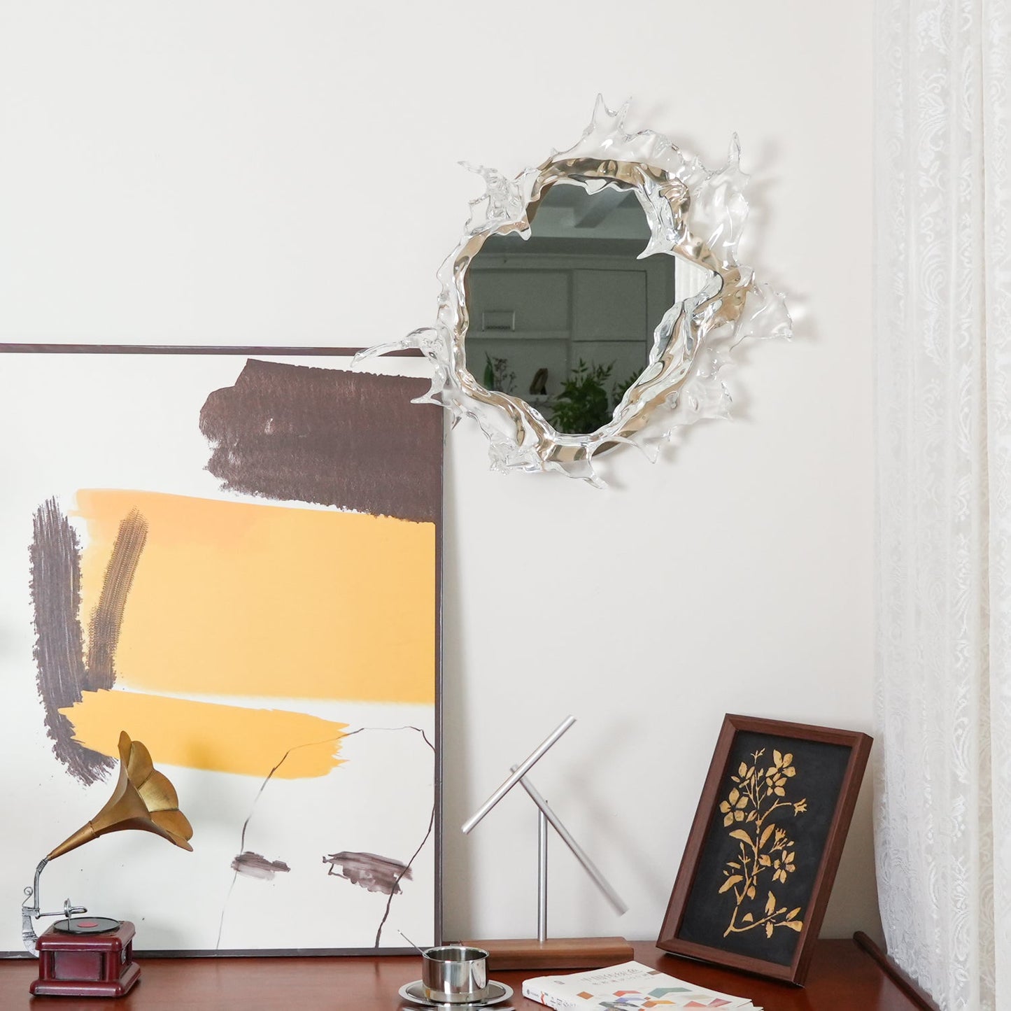 Water Drop Mirror Wall Lamp with Integrated LED Lighting