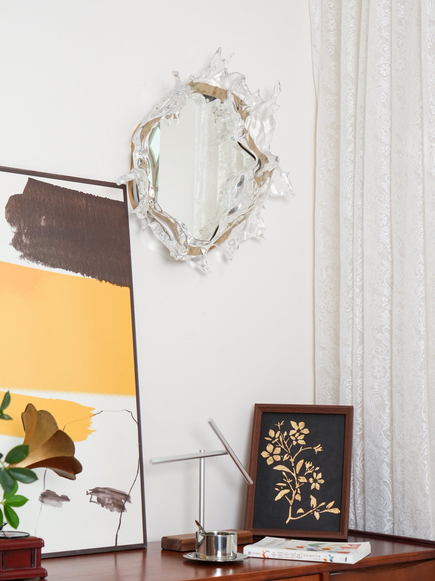 Water Drop Mirror Wall Lamp with Integrated LED Lighting