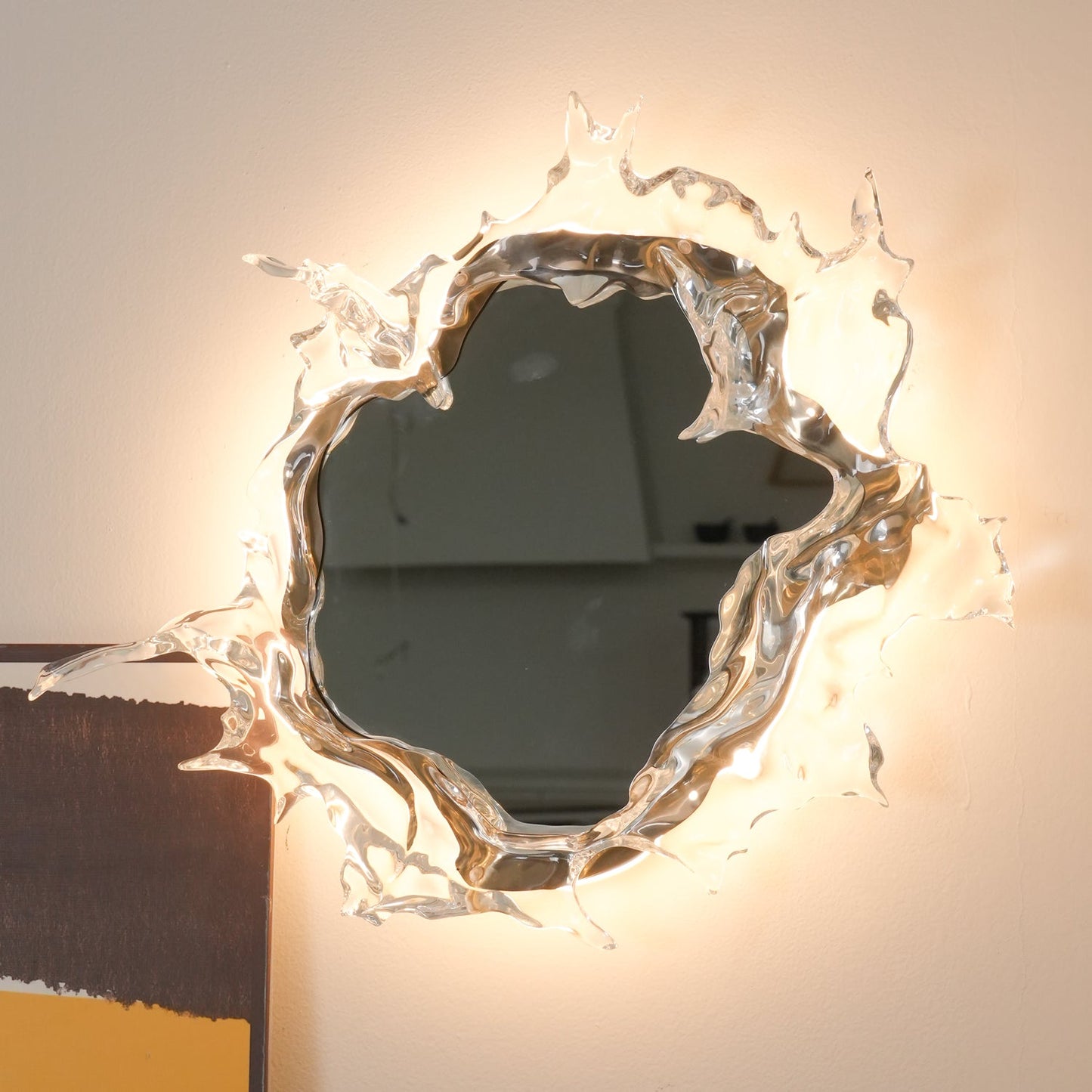 Water Drop Mirror Wall Lamp with Integrated LED Lighting