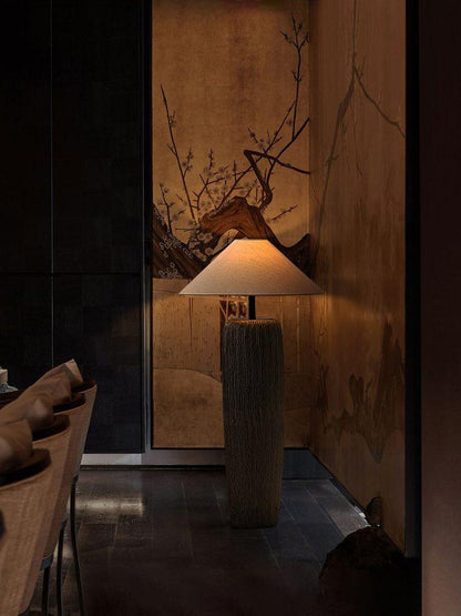 Weathered Wood Grain Floor Lamp with LED Light Fixture