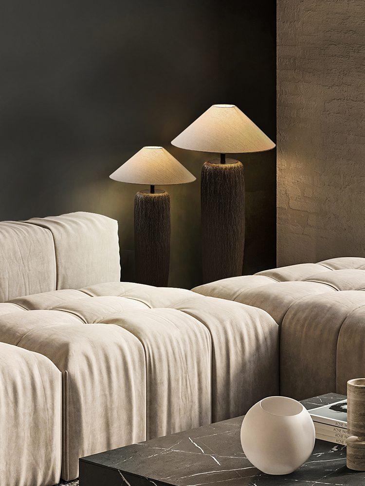 Weathered Wood Grain Floor Lamp with LED Light Fixture